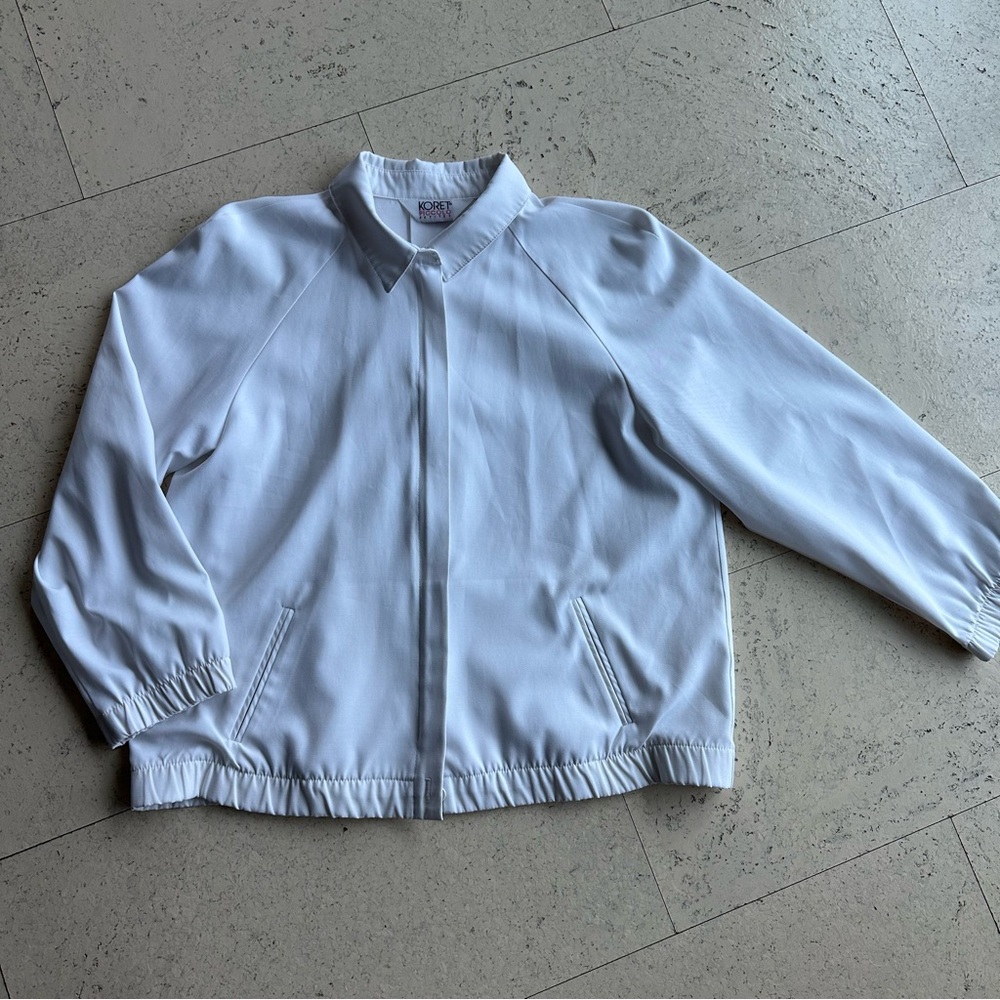 Vintage White Bomber Collared Jacket